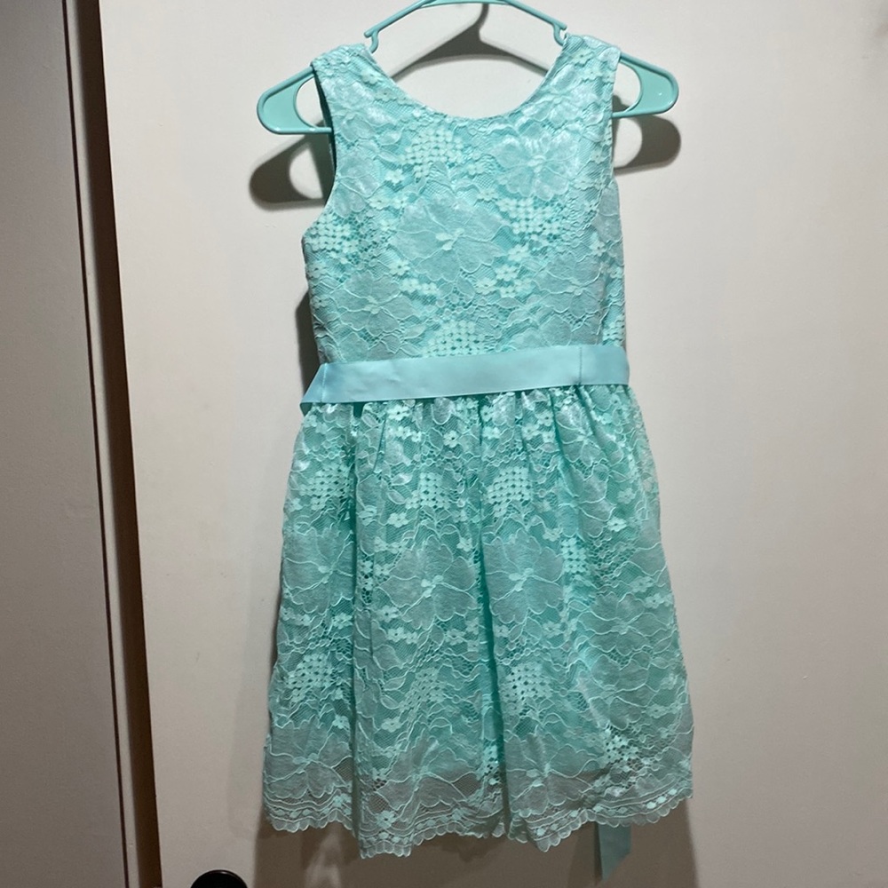 Teal lace flower dress